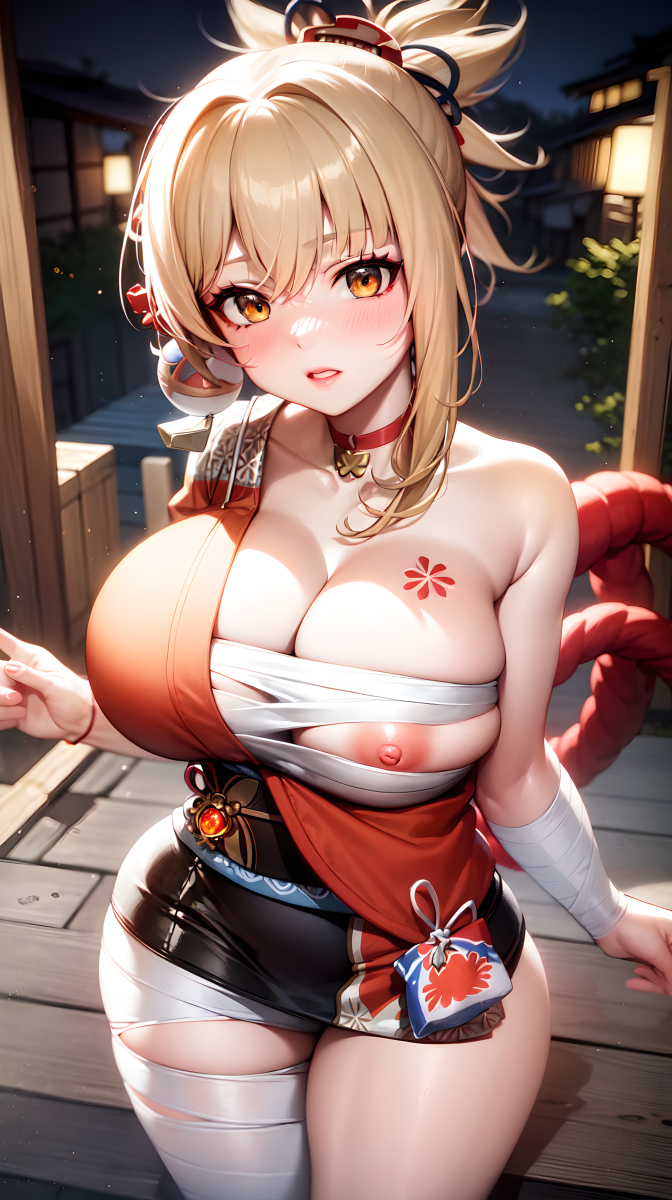 1girls, ai generated, female, genshin impact, tagme, yoimiya (genshin impact)