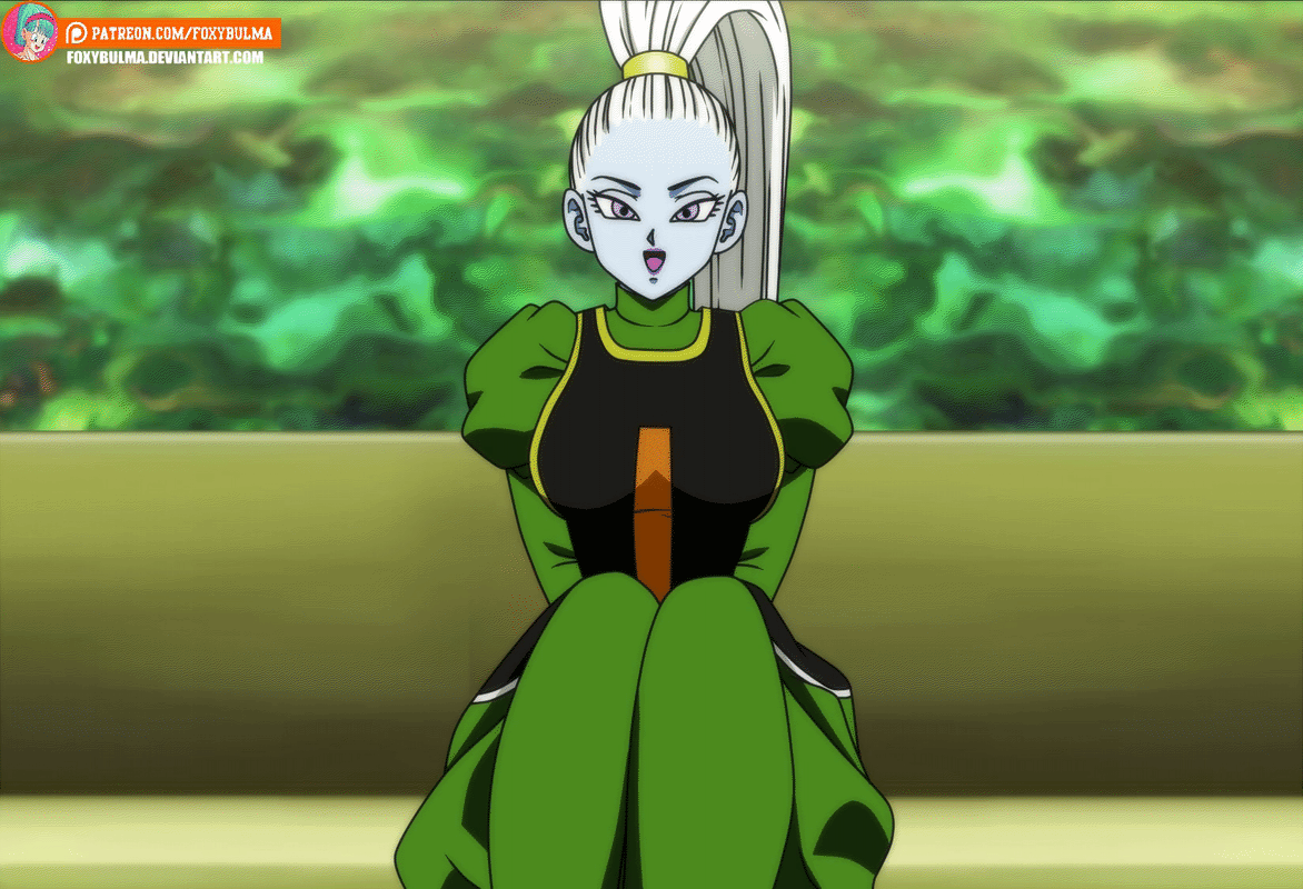animated, blue skin, dragon ball, female, foxybulma, pussy, revealing pussy, vados, white hair
