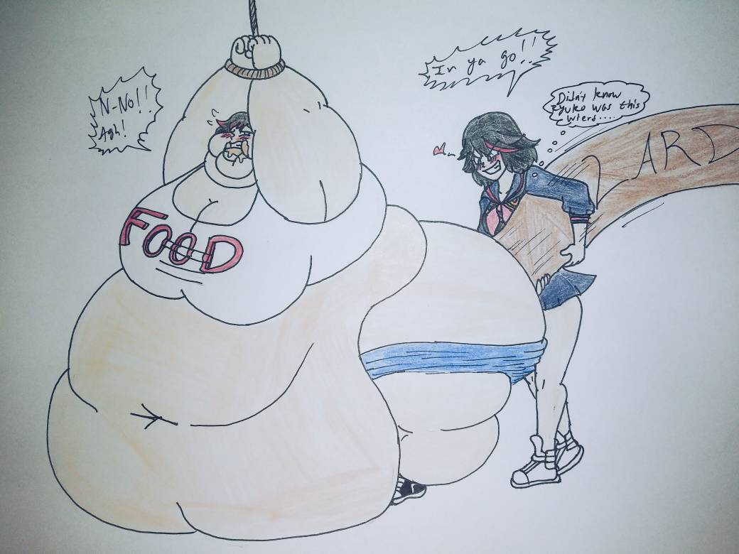 anal bbw belly_touching_ground bondage enema fat huge_ass huge_belly huge_breasts kill_la_kill matoi_ryuuko morbidly_obese morbidly_obese_female obese obese_female senketsu size_difference snapsofhope ssbbw tube_in_ass yuri