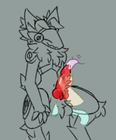 1boy 1male 4_ears anthro anthro_focus balls bodily_fluids closed_eyes disembodied_hand fur furry furry_male genital_fluids genitals ghost_hands ghost_tentacles ghost_tongue group handjob happy horn licking male male_focus midnightpurrs multi_ear neck_tuft nonoproto_(midnightpurrs) oral penile penile_spines penis penis_lick precum protogen red_penis sex sketch tentacle tongue tuft