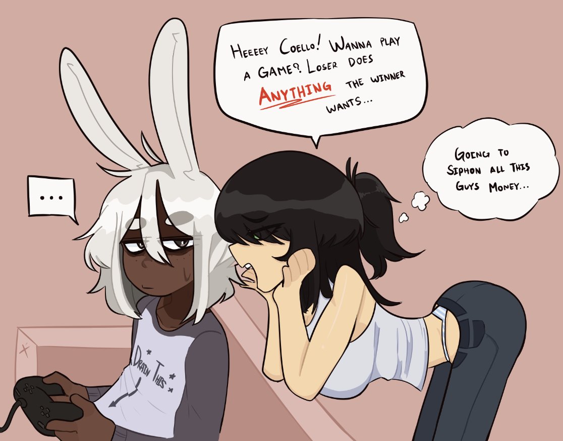 ... 1boy 1girls ass bending_over black_hair blue_jeans blue_pants blue_stripes breasts bunny_boy bunny_ears clothed clothed_female clothed_male coello couch cropped_tank_top dark-skinned_male dark_skin dialogue english_text eyes_visible_through_hair female freckles fully_clothed grey_eyes grey_sleeves jeans long_hair long_sleeves male medium_breasts original_character pale-skinned_female pale_skin panties pants penismaster48 ponytail roblox roblox_avatar robloxian shirt sideboob sitting speech_bubble standing striped_panties striped_thong tank_top text thong thought_bubble video_game_controller white_hair white_stripes white_tank_top