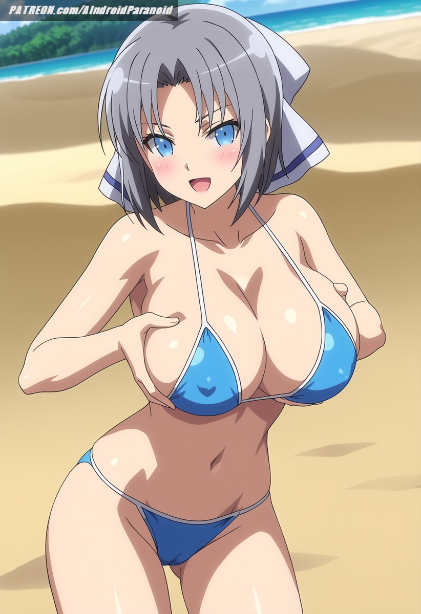 ai_generated aindroidparanoid ass beach bed big_ass big_breasts big_butt bikini blue_eyes breasts cameltoe cleavage curvy curvy_figure fat_ass fat_butt female female_only grabbing_breasts gray_hair hourglass_figure huge_ass huge_breasts indoors large_ass lingerie marvelous narrow_waist nipples senran_kagura senran_kagura_(series) senran_kagura_shinovi_versus short_hair stable_diffusion wide_hips yumi_(senran_kagura)