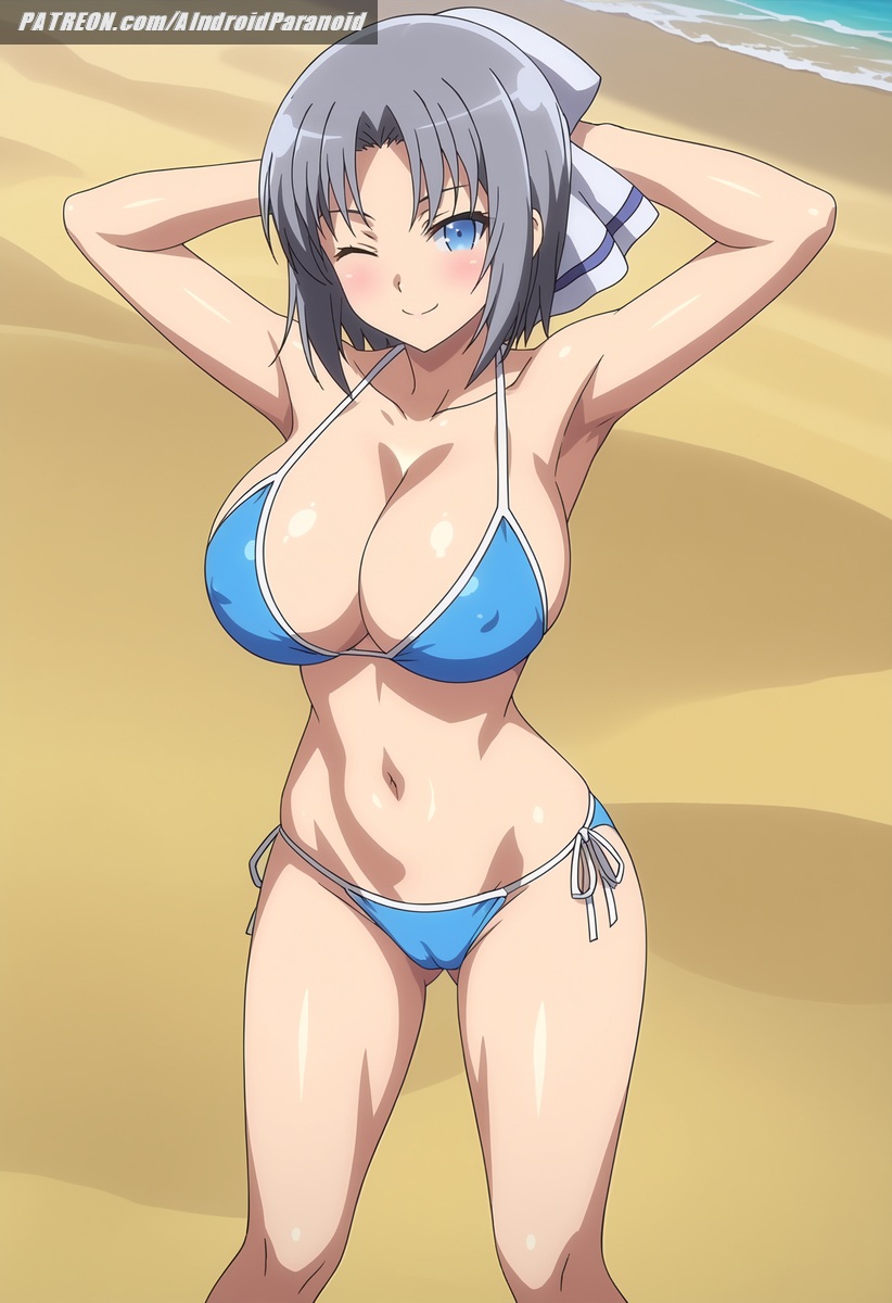 ai_generated aindroidparanoid ass beach bed big_ass big_breasts big_butt bikini blue_eyes breasts cameltoe cleavage curvy curvy_figure fat_ass fat_butt female female_only gray_hair hourglass_figure huge_ass huge_breasts indoors large_ass lingerie marvelous narrow_waist nipples senran_kagura senran_kagura_(series) senran_kagura_shinovi_versus short_hair stable_diffusion wide_hips yumi_(senran_kagura)