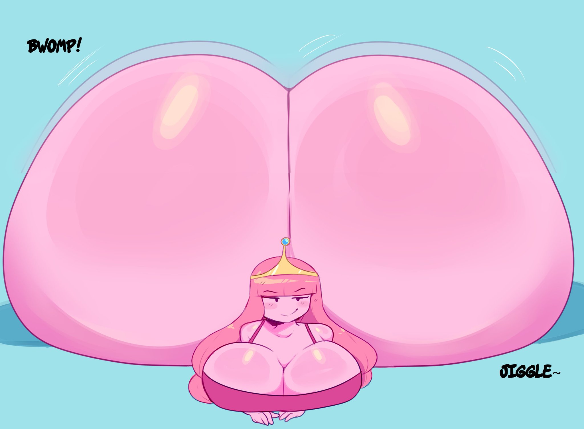 1girls, adventure time, anthro, ass, ass bigger than head, ass bigger than torso, ass expansion, big ass, big breasts, bottom heavy, bottomless, breasts, bubble ass, bubble butt, cleavage, enormous ass, fat ass, female, female only, gigantic ass, huge ass, hyper, hyper ass, large ass, looking at viewer, lying, lying on stomach, massive ass, meat wall (body type), moonraige, pink hair, pink skin, princess bubblegum, thick ass