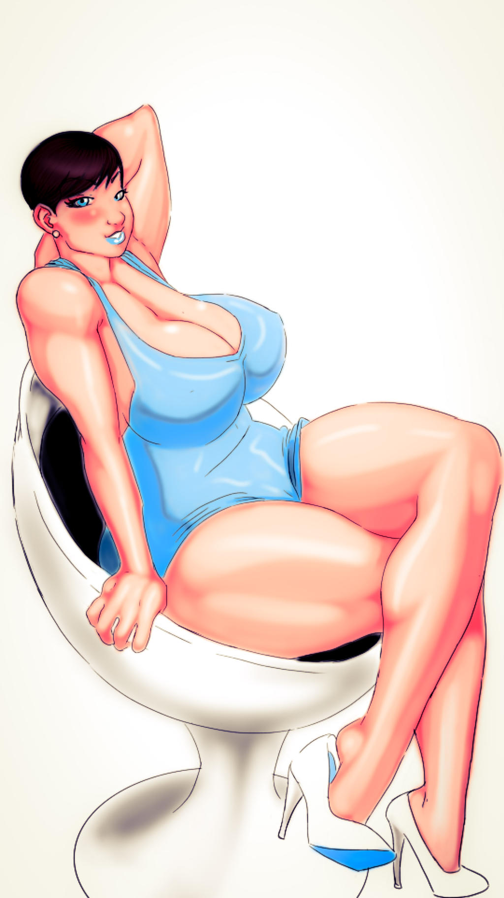 big_breasts blue_lips high_heels mommylexis_(artist) solo_female tagme