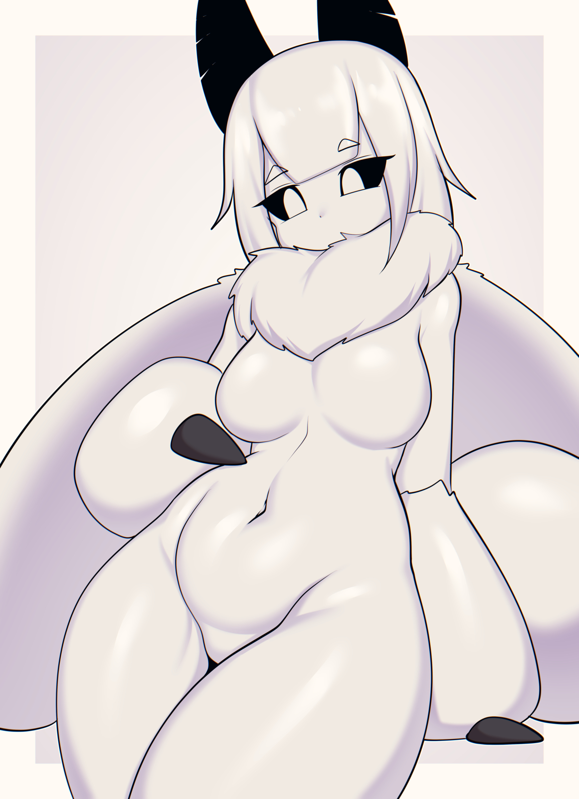 big breasts, black sclera, breasts, featureless breasts, featureless crotch, female, furry, hi res, moth, navel, no nipples, solo, tagme, tailzkim
