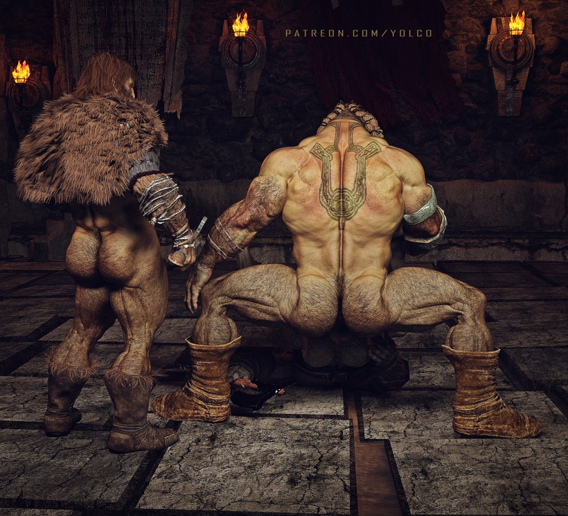 bald bald_man bara big_dom_small_sub big_penis daddy dilf doggy_style god_of_war hair hairy hairy_ass kratos magni_(god_of_war) male male/male male_only modi_(god_of_war) multiple_males muscular muscular_male nude penetration sex threesome yolco