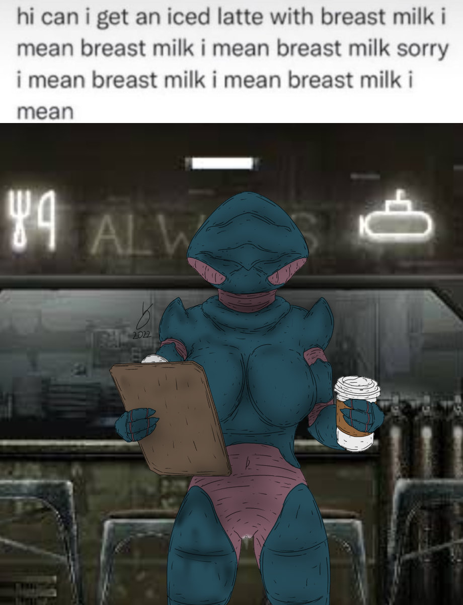 alien alien_girl barotrauma blue_body clipboard cup female female_only fingers genital_fluids genitals i_mean_breast_milk monster mudraptor pussy pussy_juice pussy_juice_drip solo solo_female solo_focus thehuntressafterdark