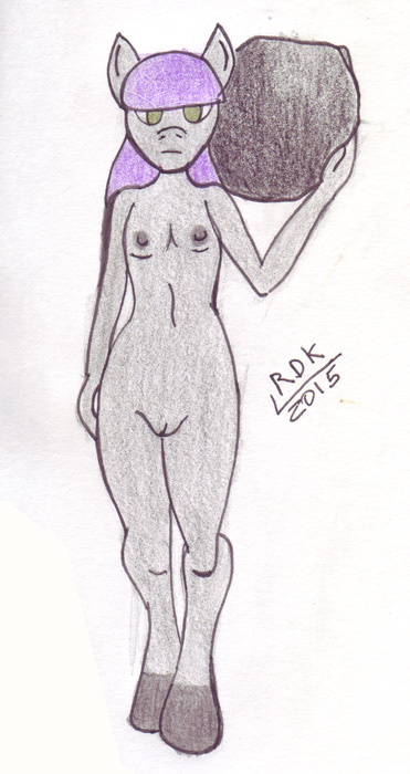 anthro boulder female female_only flat_chest flat_chested friendship_is_magic maud_pie maud_pie_(mlp) my_little_pony nipples pony pussy reddragonkan solo traditional_media_(artwork)