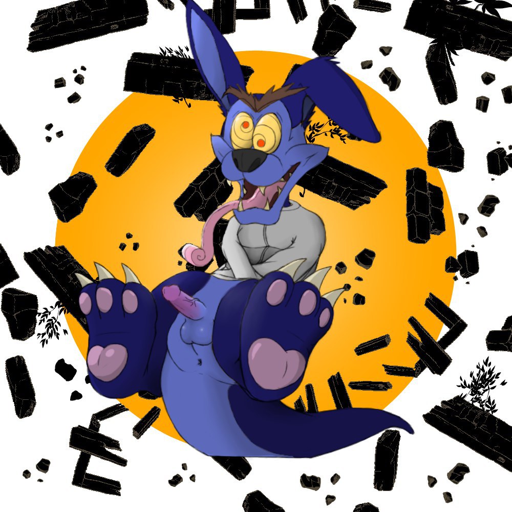 activision anthro anthro_only anus balls barefoot crash_(series) feet furry furry_male furry_only genitals male male_focus male_only nega_threuy pawpads penis ripper_roo sharp_teeth snout solo solo_male teeth tongue