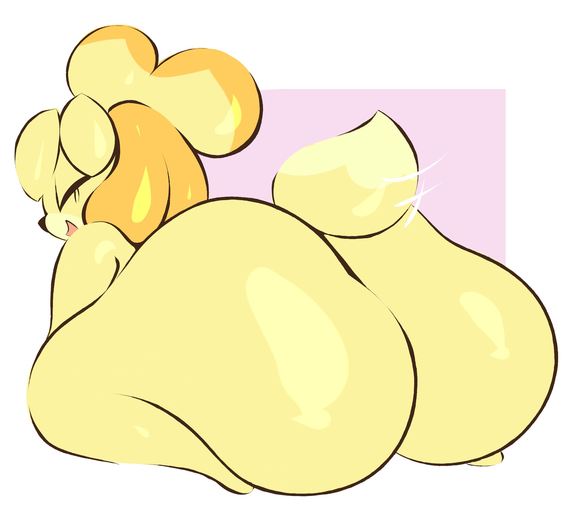 animal crossing, anthro, arizonathevixen, ass, big ass, bubble ass, bubble butt, canid, canine, canis, female, fur, furry, furry only, huge ass, isabelle (animal crossing), nintendo, nude, solo, tail