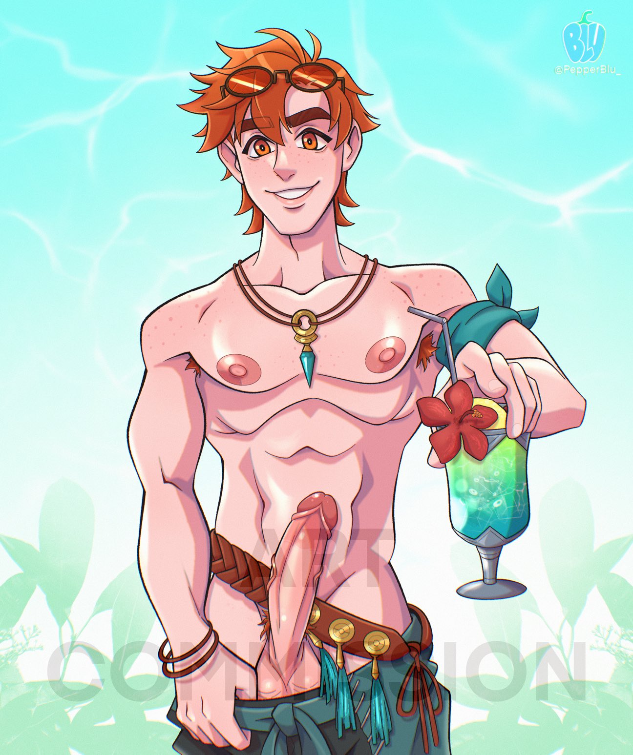 1boy alternate_costume boner drink erect_penis erection fire_emblem fire_emblem:_three_houses fire_emblem_heroes hard_on looking_at_viewer male male_only muscles muscular muscular_male nintendo official_alternate_costume outdoors outside pants_down penis_out pepperblu smooth_chest smooth_skin solo swimsuit sylvain_jose_gautier veiny_penis