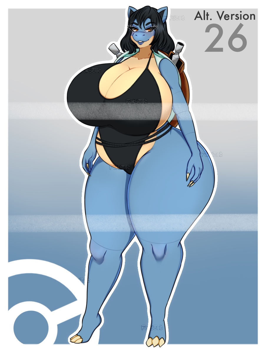 2d anthro blastoise breasts female female_focus female_only fursette huge_breasts large_breasts nintendo pokémon_(species) pokemon thick_thighs