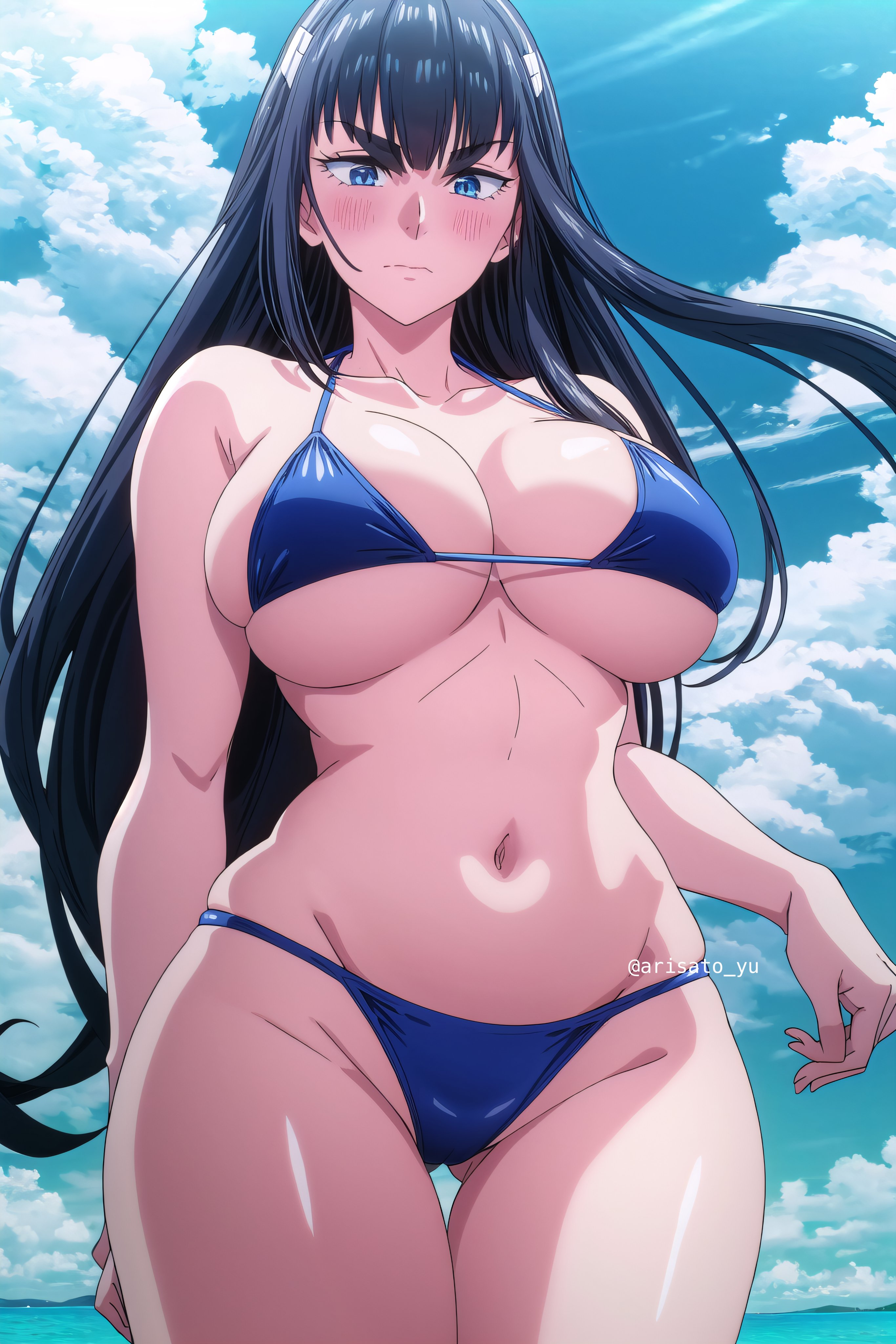 ai generated, arisato yu, big breasts, bikini, breasts, female, kill la kill, kiryuuin satsuki, thick thighs