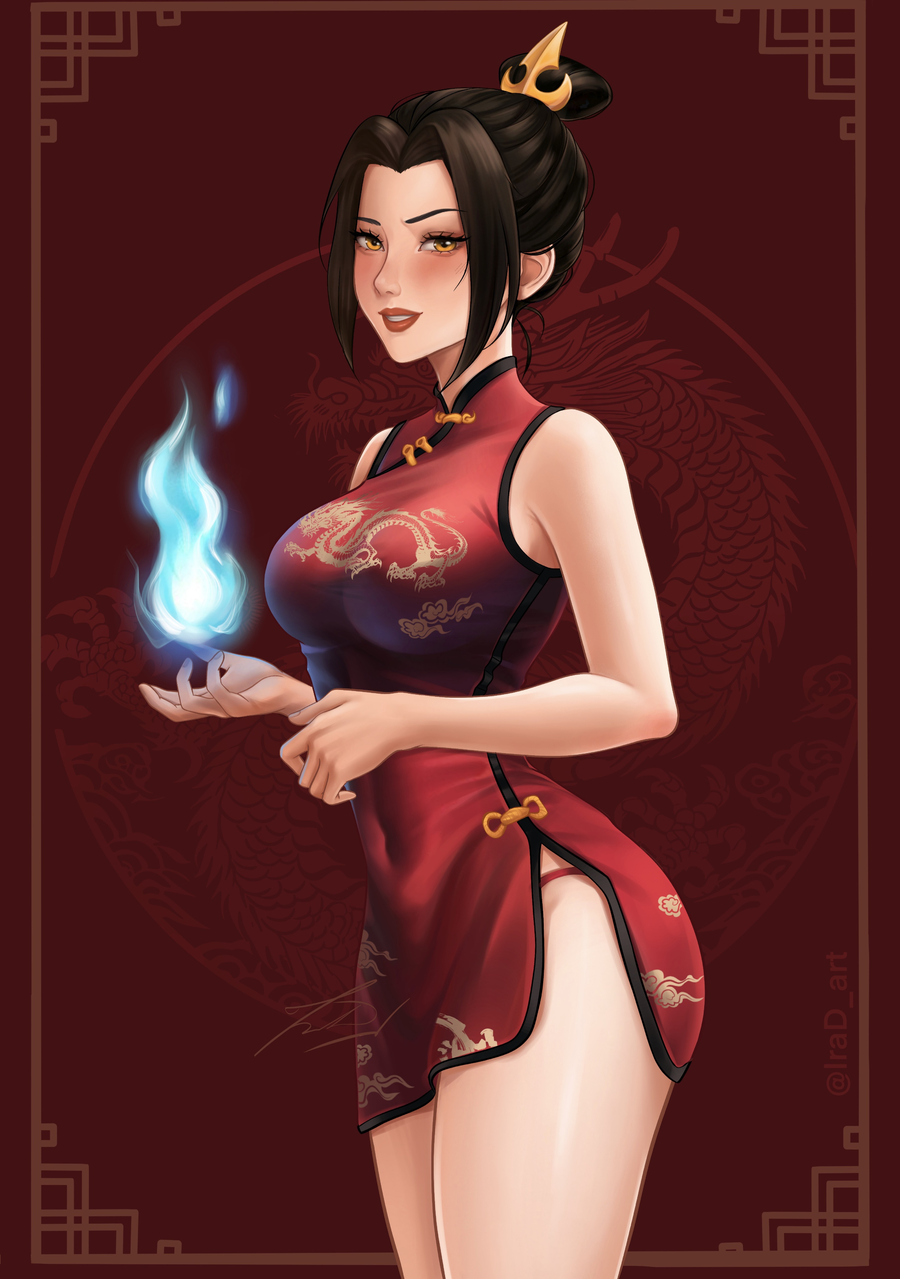 1girls, avatar legends, avatar the last airbender, azula, crown braid, dress, female, fire nation, princess, solp, yellow eyes