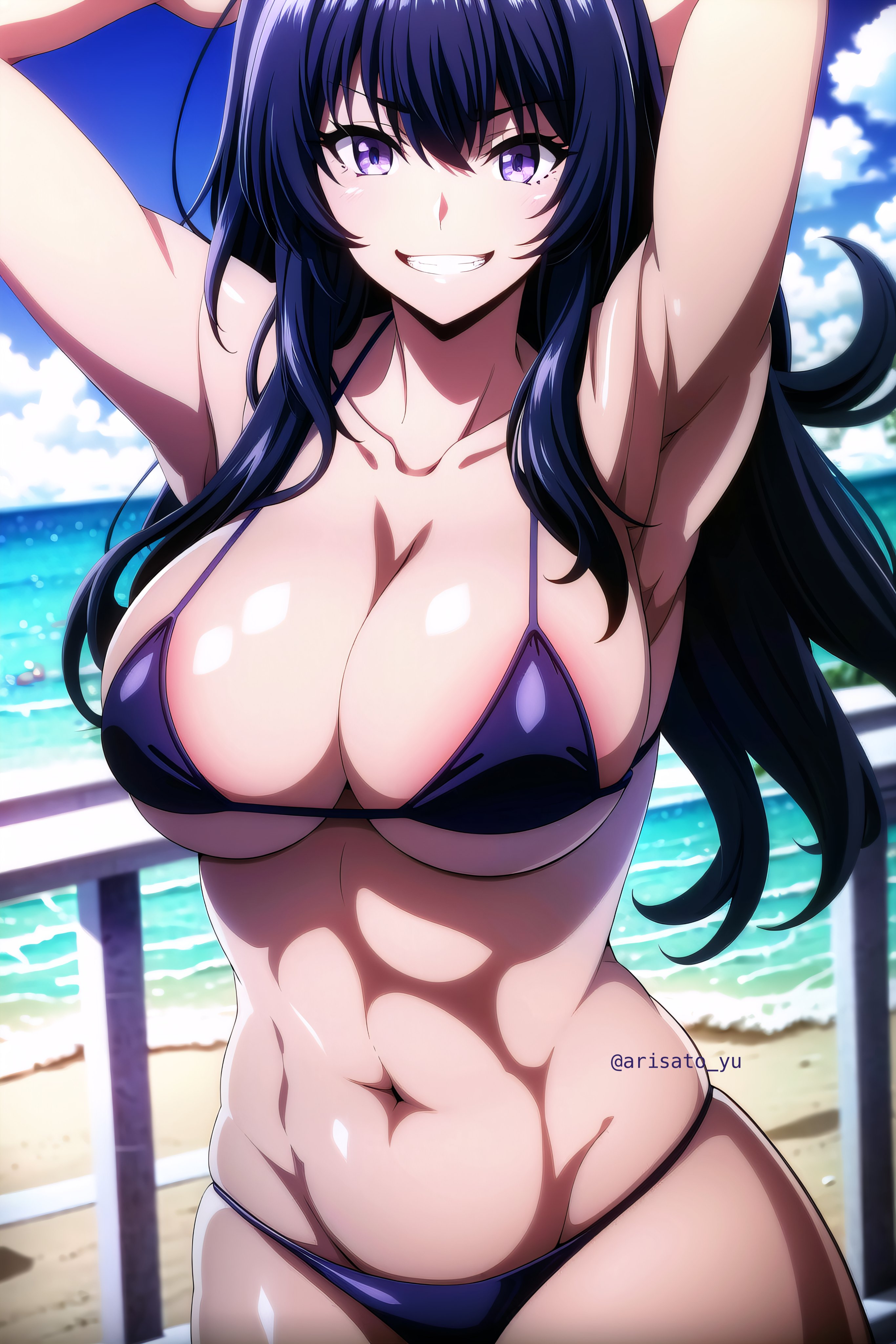 ai generated, arisato yu, big breasts, bikini, breasts, delta (the eminence in shadow), female, kage no jitsuryokusha ni naritakute!, the eminence in shadow