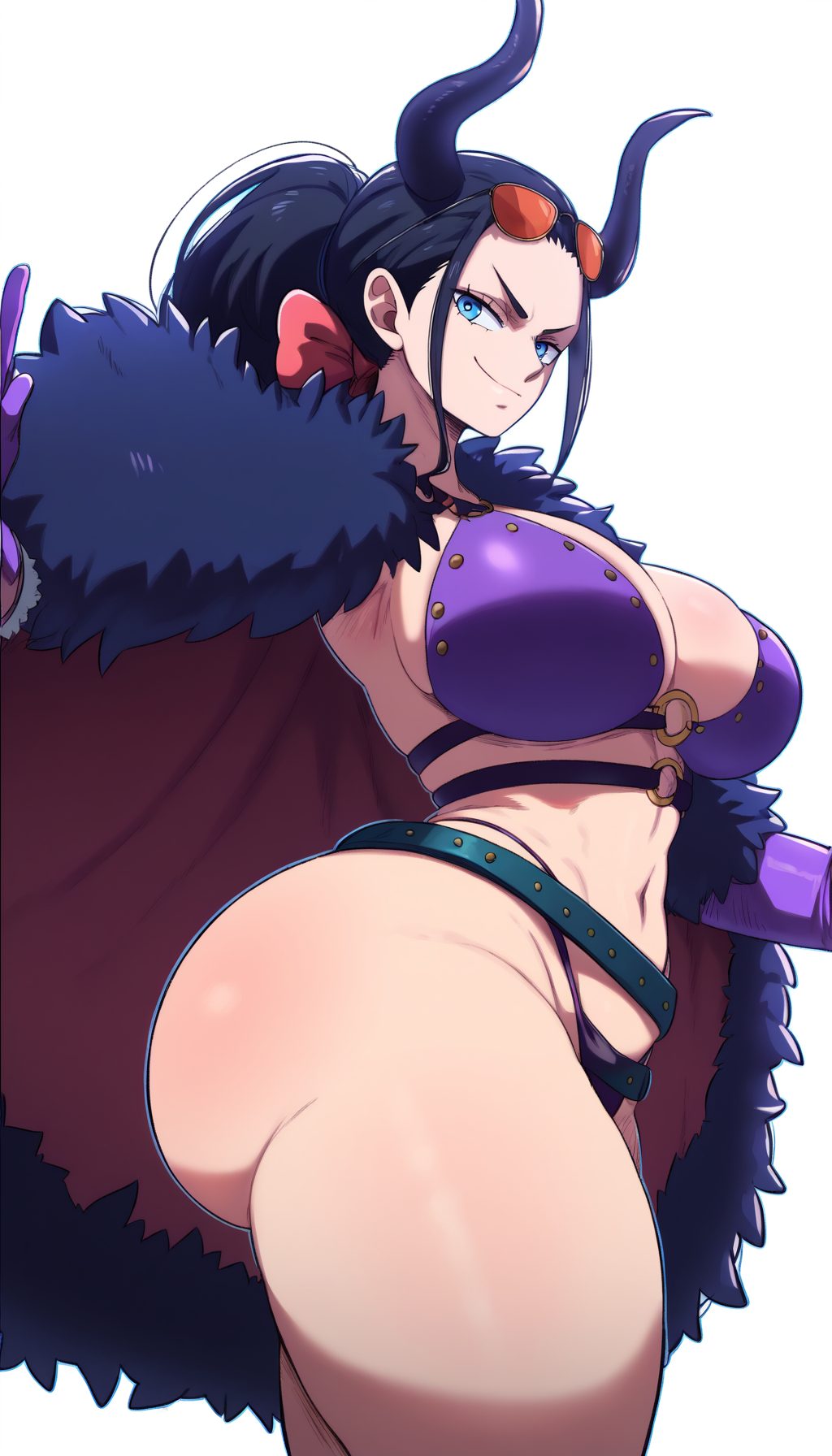 1girls ai_generated beast_pirates beast_pirates_(cosplay) big_ass big_breasts big_butt black_hair blue_eyes bra cape female female_only navel nico_robin one_piece panties randomran smile smiling smiling_at_viewer solo solo_female solo_focus thick_ass thick_thighs thong