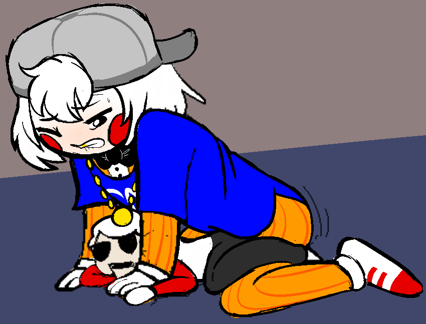 1boy biting_lip blushing dave_strider gloves grinding grinding_through_clothes guidestuck homestuck humping humping_object humping_plushie humping_puppet lil_cal_(homestuck) masturbation mspfa plushophilia puppet strilalonder white_hair