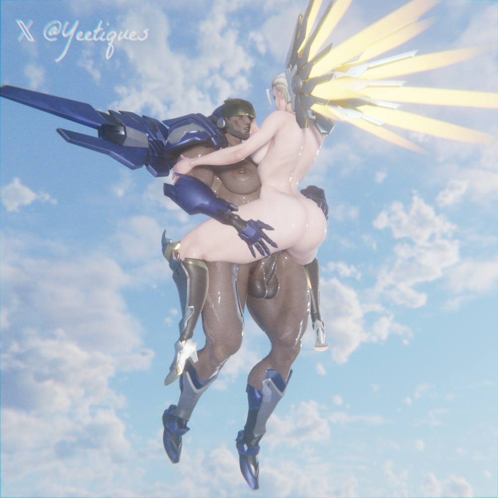 3d angela_ziegler fareeha_amari female flying flying_sex futa_on_female futanari helmet helmet_with_visor mercy muscular_futanari overwatch pharah sex_in_the_air sweaty wet wings yeetiques