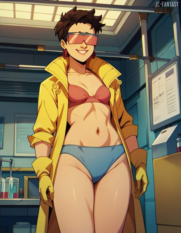 ai_generated bikini bra breasts brown_hair cleavage clothing coat earrings eyewear eyewear_on_head female gloves grin indoors jacket jc-fantasy jewelry jubilee long_coat looking_at_viewer marvel marvel_comics medium_breasts navel open_clothes open_coat open_jacket pantsu red-tinted_eyewear short_hair sleeves_pushed_up sleeves_rolled_up small_breasts smile solo standing sunglasses swimsuit teeth thighs tinted_eyewear toned underwear x-men x-men_97 yellow_gloves