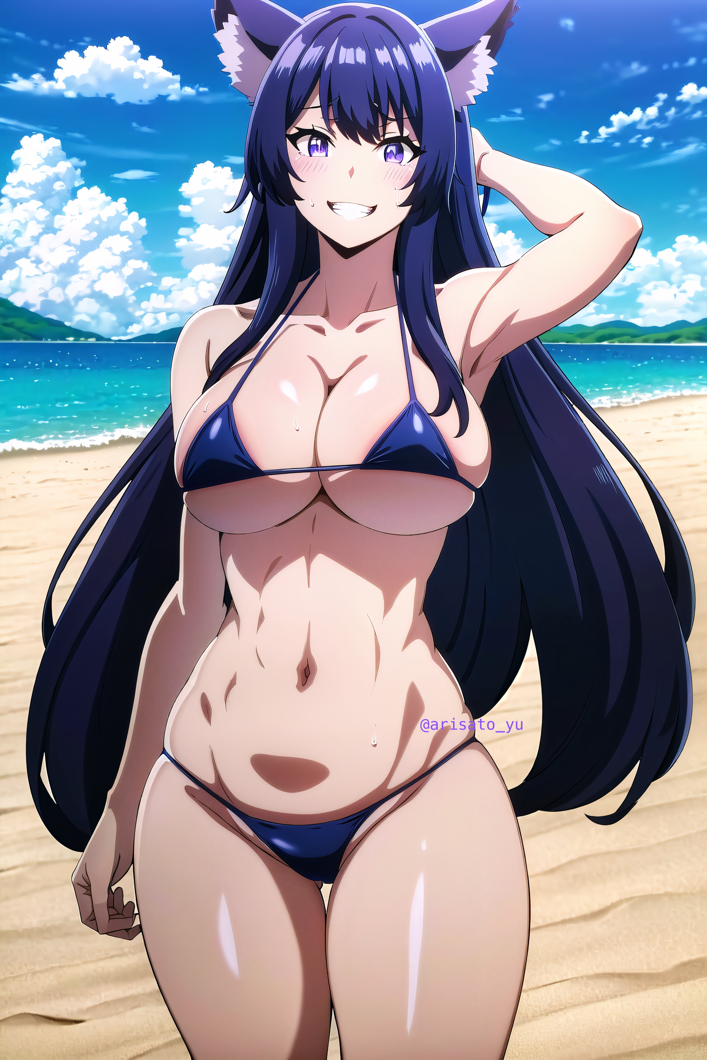 ai generated, arisato yu, big breasts, bikini, breasts, delta (the eminence in shadow), female, kage no jitsuryokusha ni naritakute!, the eminence in shadow