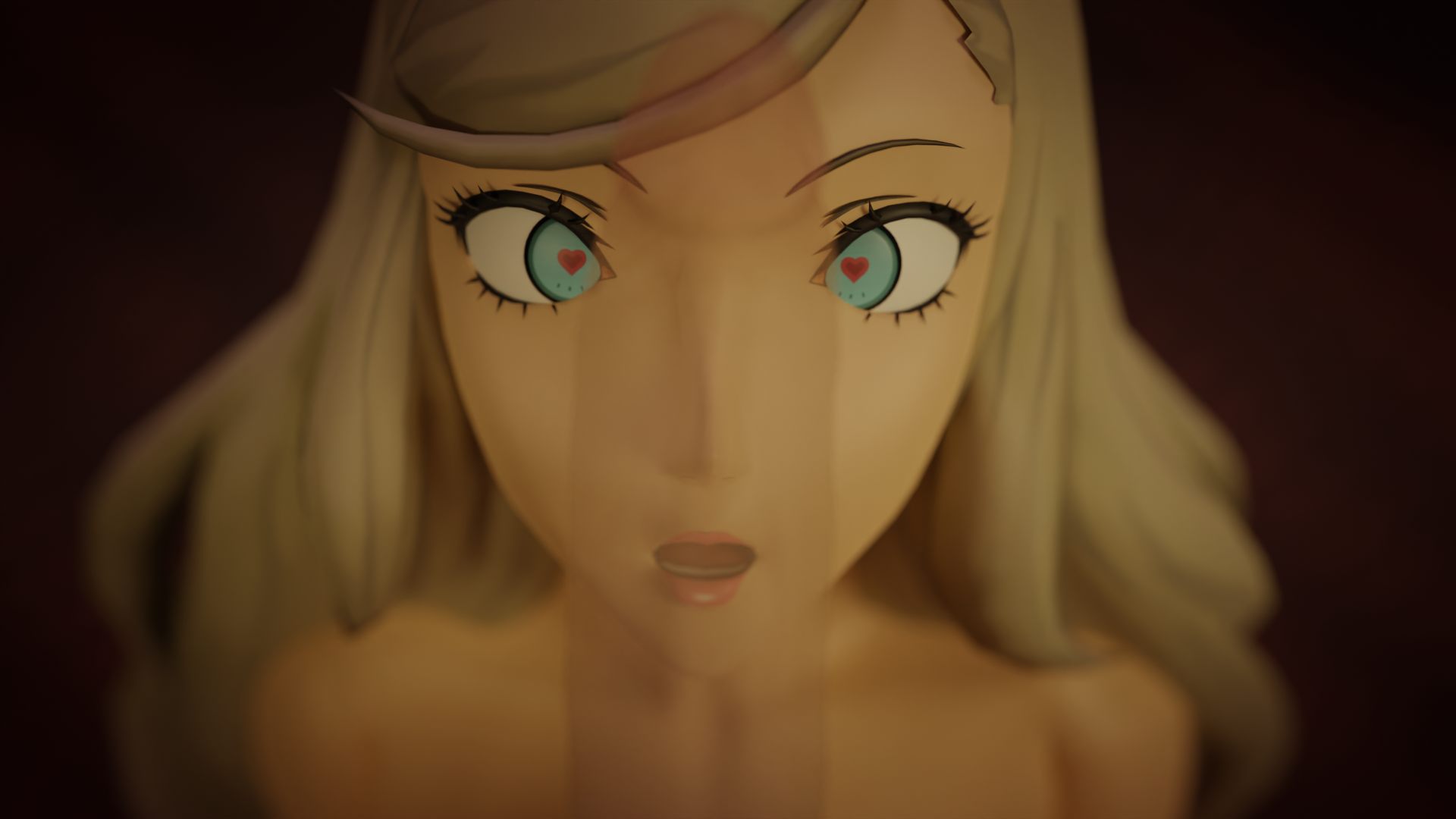 3d, ann takamaki, blonde hair, crossed eyes, female, heart-shaped pupils, male, penis, penis awe, penis on face, persona, persona 5, smango3d