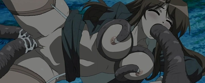 anime_screencap brown_hair female interspecies ma_ga_ochiru_yoru male_monster ova screenshot tentacle tentacles the_night_when_evil_falls