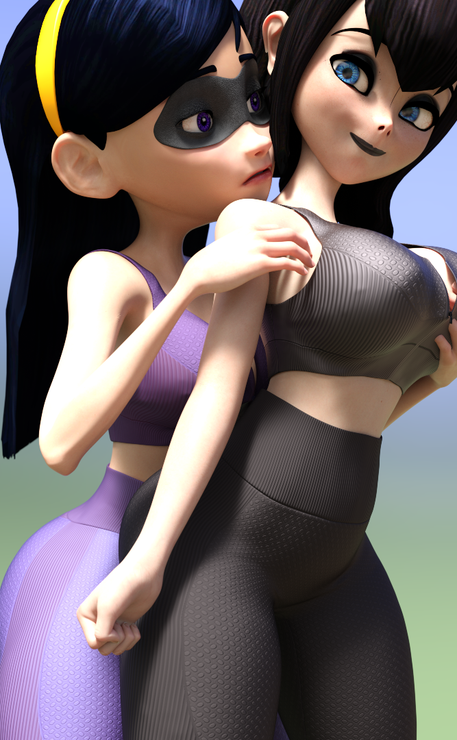 2girls 3d 3d_(artwork) athletic athletic_female big_ass big_breasts bottom_heavy breasts brown_hair bubble_ass bubble_butt busty cleavage crossover curvaceous curvy curvy_figure digital_media_(artwork) disney eyebrows eyelashes eyes female female_focus female_only fit fit_female hair hero heroine hips hotel_transylvania hourglass_figure huge_ass huge_breasts humanoid large_ass large_breasts legs light-skinned_female light_skin lips mature mature_female mavis_dracula pixar slim slim_waist smooth_skin superhero superheroine the_incredibles the_incredibles_2 thick thick_hips thick_legs thick_thighs thighs top_heavy upper_body vampire violet_parr voluptuous vtemp waist wide_hips yoga_pants yuri