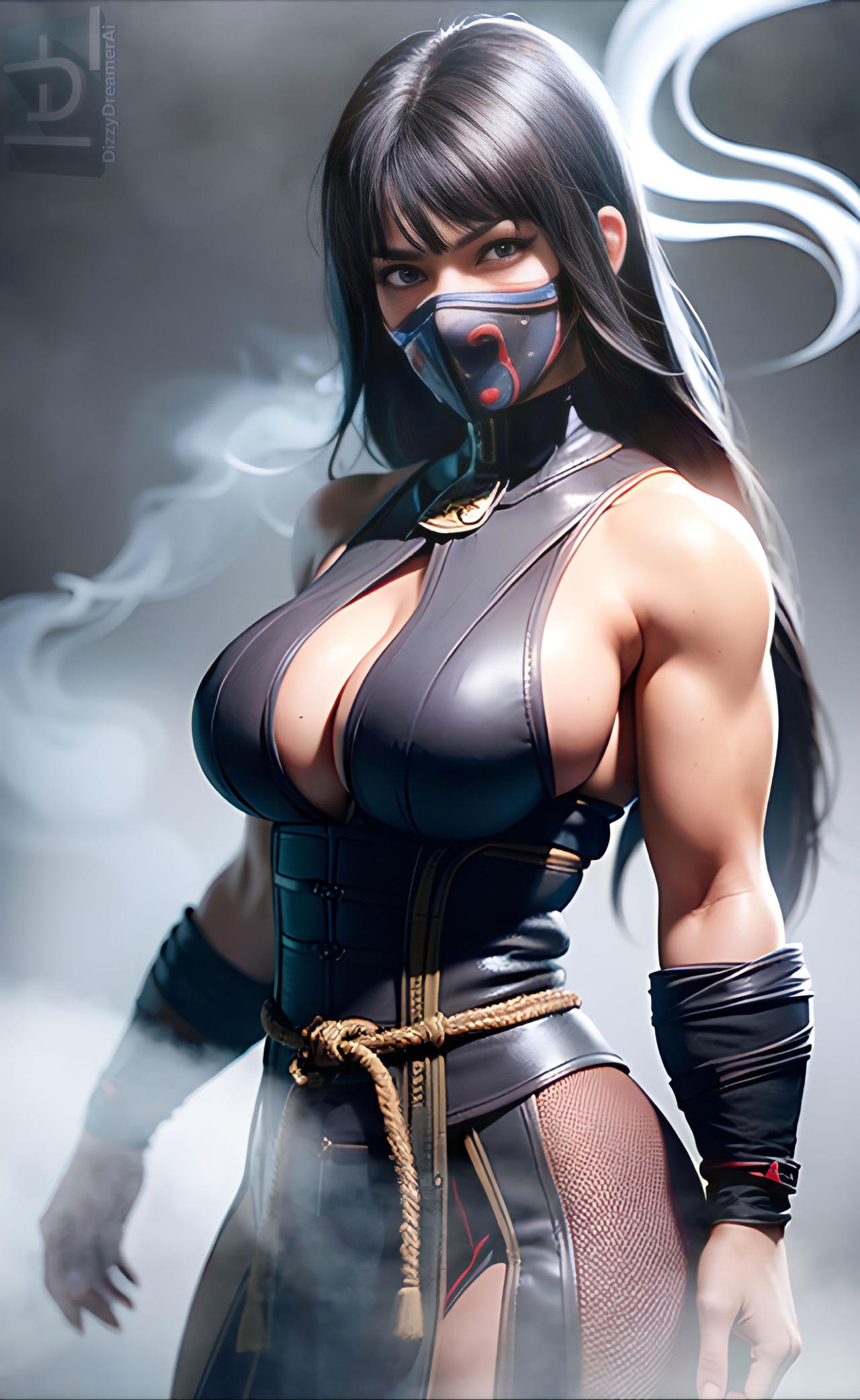 1girls 2d ai_generated assassin athletic athletic_female big_breasts black_hair breasts busty cleavage curvaceous curves curvy curvy_figure dark_hair dizzydreamerai eyebrows eyelashes eyes female female_focus female_only fit fit_female hair hips hourglass_figure huge_breasts humanoid kunoichi large_breasts legs light-skinned_female light_skin mask masked mature mature_female midway midway_games mortal_kombat netherrealm_studios rule_63 slim smoke_(mortal_kombat) stable_diffusion thick thick_legs thick_thighs thighs thin_waist toned toned_female top_heavy upper_body voluptuous waist watermark wide_hips