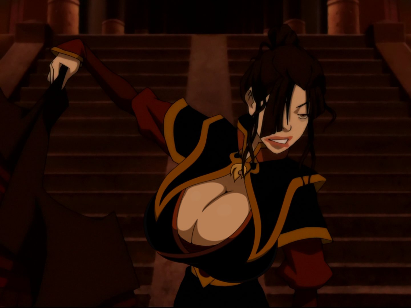 1girls 2023 accurate_art_style avatar_legends avatar_the_last_airbender azula big_breasts black_hair cleavage female female_focus female_only fire_nation fire_nation_clothing firebender huge_breasts large_breasts nickelodeon screencap screenshot screenshot_edit scrimmy short_hair solo solo_female top_heavy