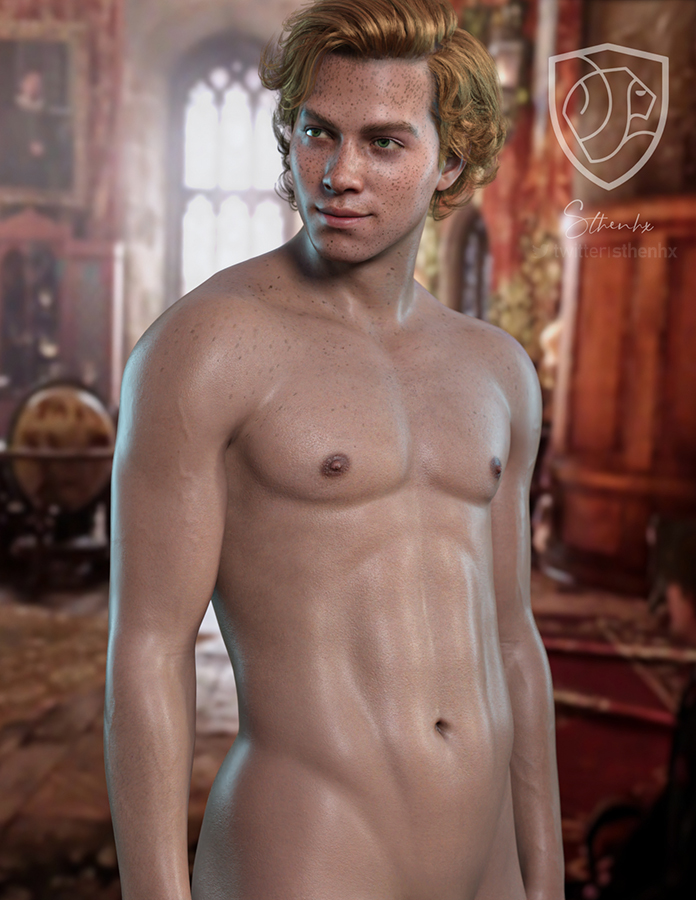 1boy abs casual censored erect_nipples freckles freckles_on_face garreth_weasley gay ginger_hair harry_potter hogwarts_legacy human looking_to_the_side male male_only muscular muscular_male nipples nude out_of_frame_censoring pale_skin pecs pectorals pointless_censoring realistic shaved_pubes sthenhx twink twitter_username