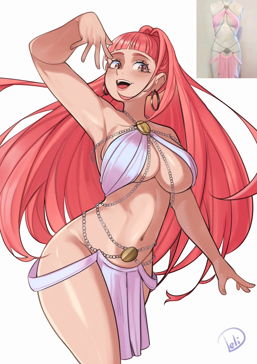 1girls 2024 alternate_costume armpits arms_up artist_name belly_dancer belly_dancer_outfit bocas_top breasts cleavage dancer dancer_outfit dancing deliciousbra ear_piercing female female_only fire_emblem fire_emblem:_three_houses harem_girl harem_outfit hilda_valentine_goneril large_breasts long_hair nintendo open_mouth pink_eyes pink_hair ponytail post-timeskip reference_image solo watermark