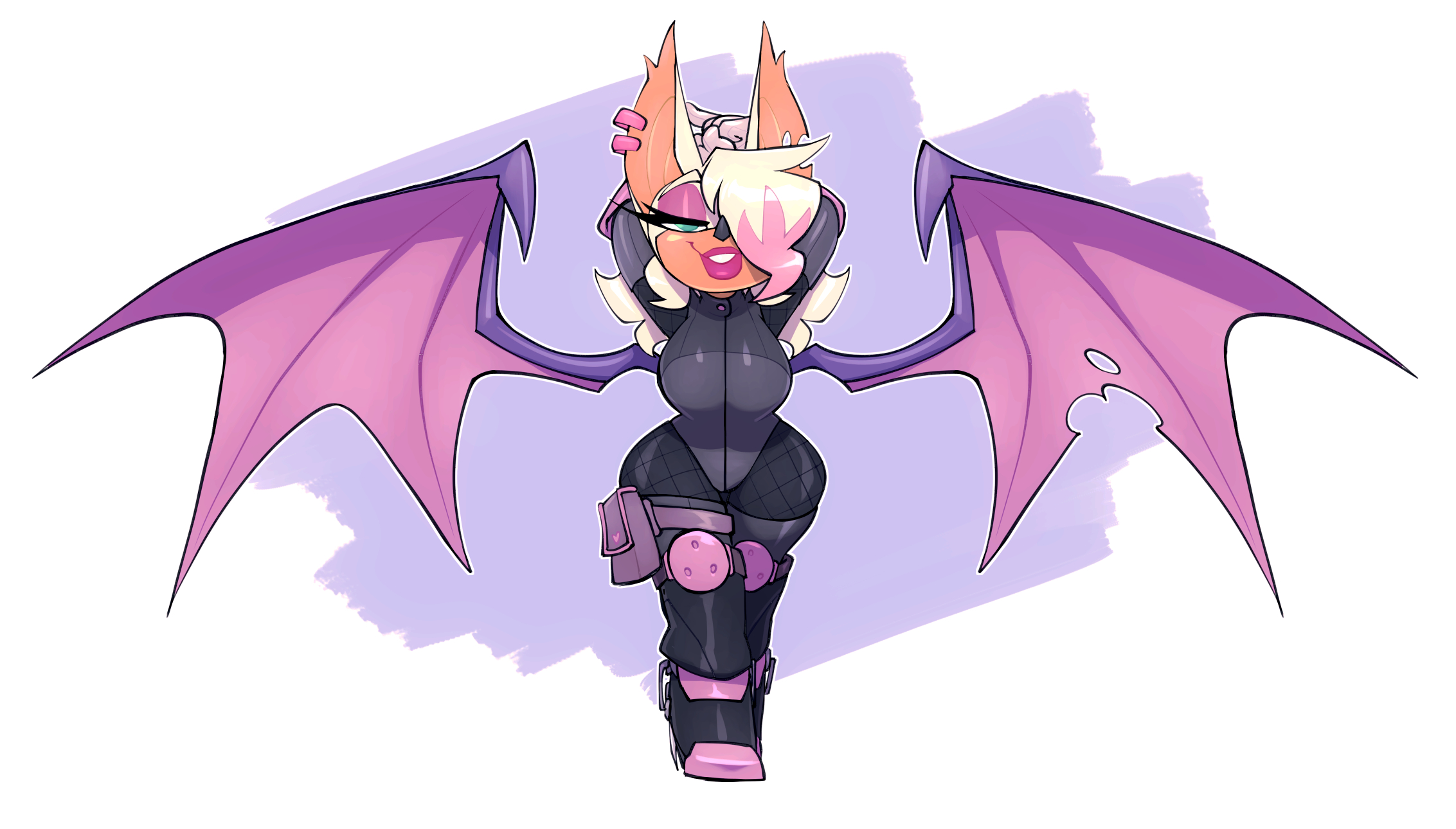 1girls, anthro, armpits, athletic, athletic female, bat, bat girl, bat humanoid, big breasts, bigdad, breasts, busty, cleavage, clothing, curvy, digital media (artwork), female, fit, fit female, fur, furry, furry only, green eyes, heroine, hips, hourglass figure, huge breasts, humanoid, large breasts, latex, legs, light skin, light-skinned female, lips, mobian (species), rouge the bat, sega, solo, sonic (series), sonic the hedgehog (series), standing, thick, thick legs, thick thighs, thief, thighs, upper body, voluptuous, white hair, wide hips