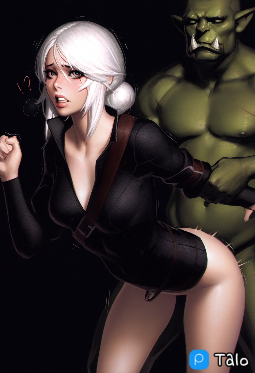 ai_generated ciri female green_eyes light-skinned_female male orc penetration rape sex surprised talo the_witcher_(series) the_witcher_3:_wild_hunt white_hair