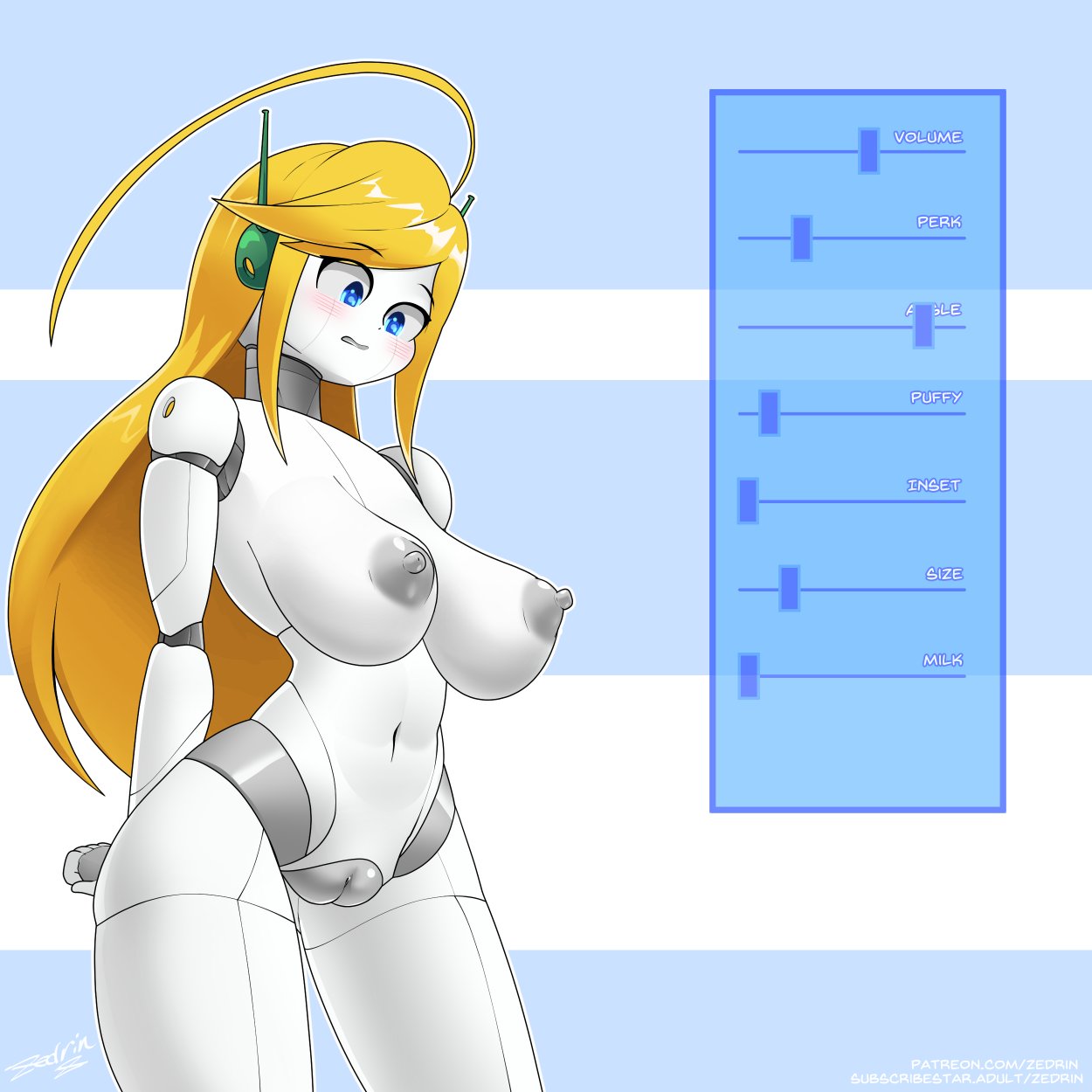 areola attribute_slider big_breasts blonde_hair blue_eyes blush body_slider breast_expansion breasts cave_story curly_brace expansion female genitals hair hi_res huge_breasts humanoid machine navel nipples nude pussy robot robot_humanoid signature slider solo standing text thick_thighs white_body wide_hips zedrin