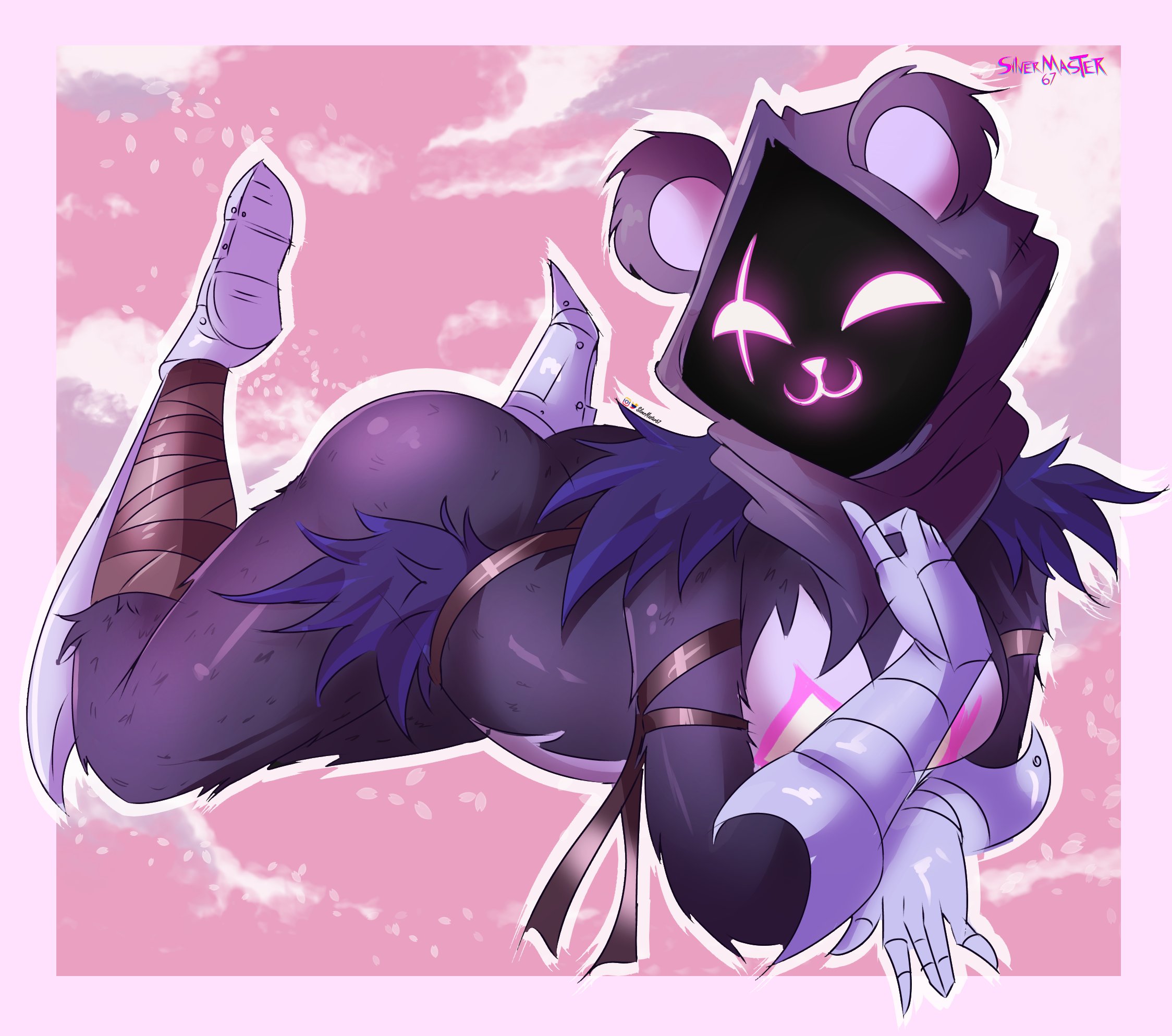1girls, 2024, 2d, 2d (artwork), artist name, ass, big ass, big breasts, breasts, bubble ass, bubble butt, female, fortnite, huge ass, looking at viewer, master67silver, no sex, purple border, raven team leader, silvermaster67, smile, smiling at viewer, thick thighs, wide hips