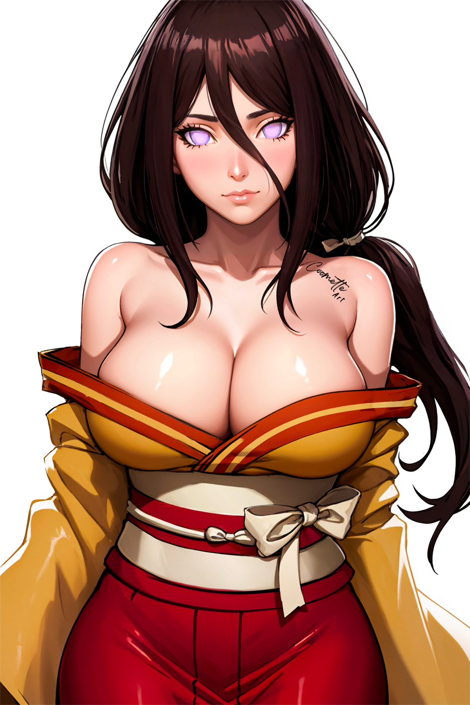 1girls ai_generated arms_at_sides artist_name bare_chest bare_legs bare_shoulders bare_thighs belt big_breasts blush boruto:_naruto_next_generations breasts brown_hair busty clothed_female clothing coomette curvaceous female female_only front_view huge_breasts hyuuga_hanabi kimono legs_together long_hair looking_at_viewer low-tied_long_hair low_ponytail miniskirt nai_diffusion naruto naruto_(series) no_bra no_bra_under_clothes nose_blush obi open_clothes open_kimono oppai pink_lips pinup plain_background pupilless_eyes revealing_clothes ribbon sash simple_background skimpy skimpy_clothes skindentation skirt smooth_skin solo solo_focus stable_diffusion standing text thick_thighs thighs upper_body very_long_hair violet_eyes voluptuous watermark white_background wide_hips wide_sleeves yukata