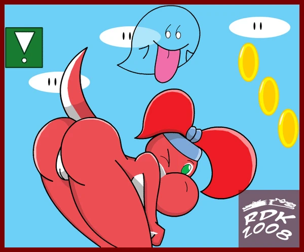2008 ass bent_over boo_(mario) mario_(series) nude original_character pussy reddragonkan super_mario_bros. yoshi