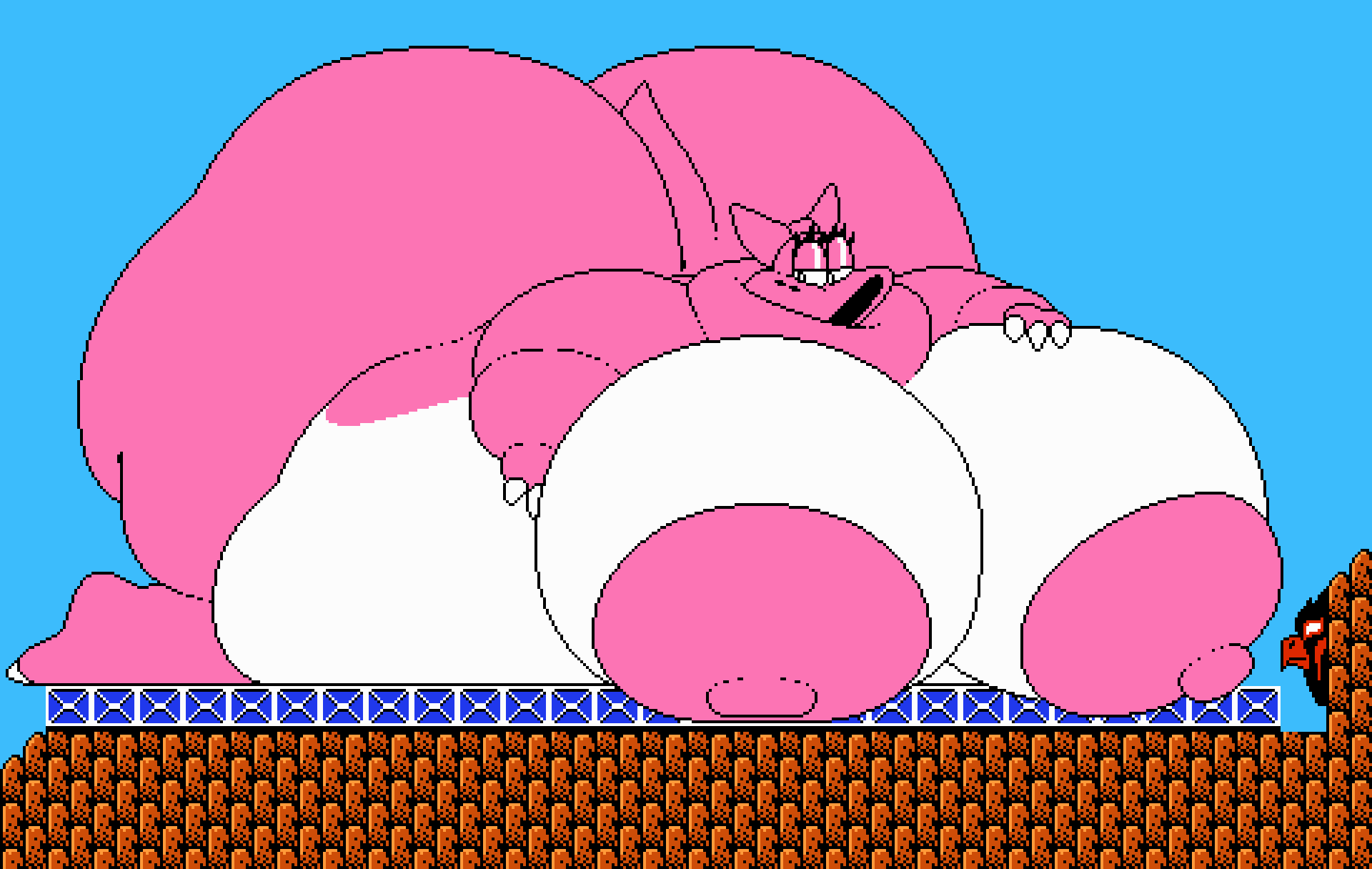 1girls alternate_version_available birdo chip_at_night enormous_ass enormous_breasts female hand_on_breast hyper hyper_ass hyper_breasts mario_(series) massive_belly massive_breasts nintendo obese obese_female pixel_art solo solo_female super_mario_bros._2