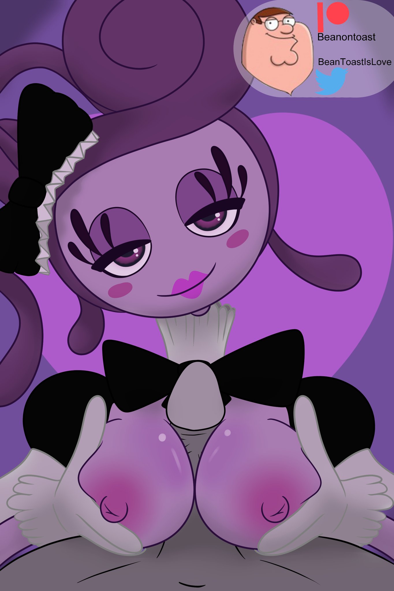 beanontoast, big breasts, breasts, female, male, mommy long legs, paizuri, poppy playtime, straight, titjob, unseen male face