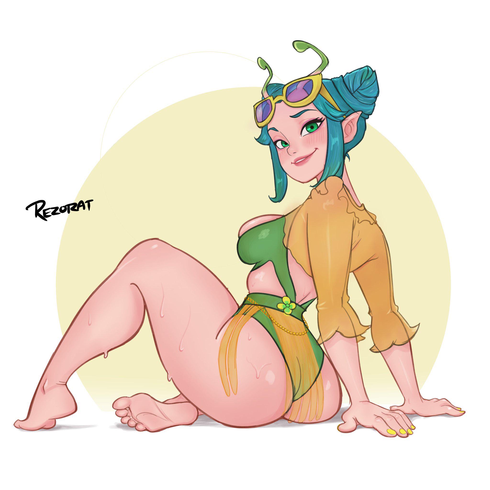 barefoot, big ass, feet, female, female only, foot fetish, mantis (marvel rivals), mantis (marvel), mantis (oceanic harmony), marvel, marvel comics, marvel rivals, rezo, rezorat, soles, thick thighs, toes