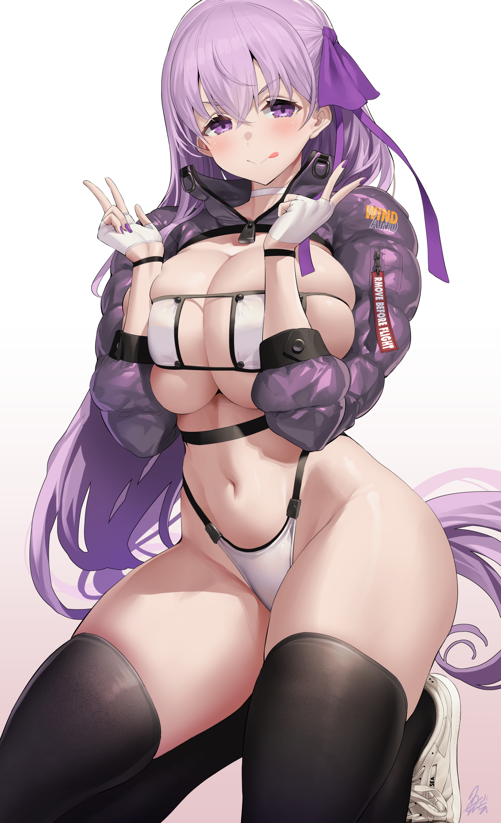 1girls, bb (fate), breasts, fate (series), fate/grand order, female, hi res, hips, huge breasts, light skin, light-skinned female, long hair, purple eyes, purple hair, thick thighs, thighs, uo denim, wide hips