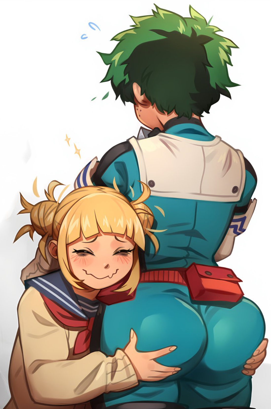 ai, ai art, ai assisted, ai generated, ai-created, deku, female, femboy, femboy on female, himiko toga, izuku midoriya, male, my hero academia, submissive male, toga himiko