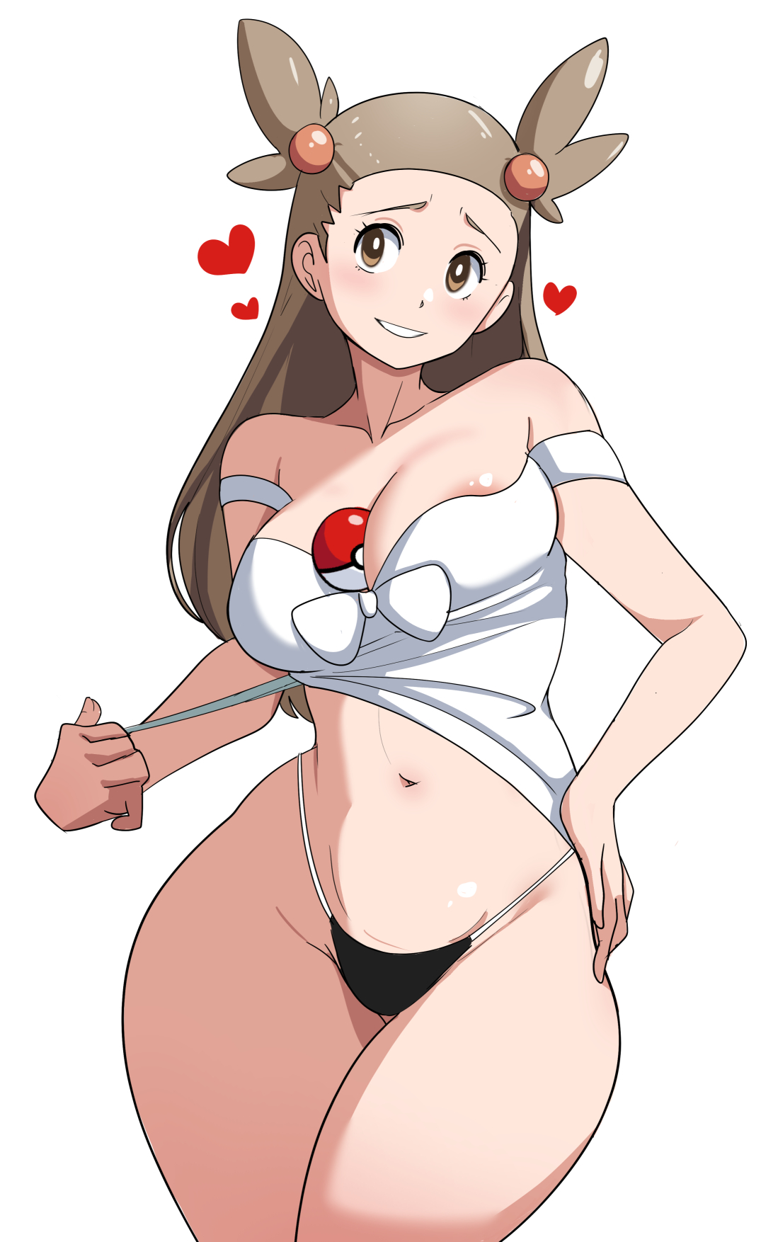 1girls, areolae, areolae slip, belly button, breasts, brown eyes, brown hair, female, female only, game freak, jasmine (pokemon), light skin, light-skinned female, nintendo, pabsmikan, pokemon, pokemon gsc, solo