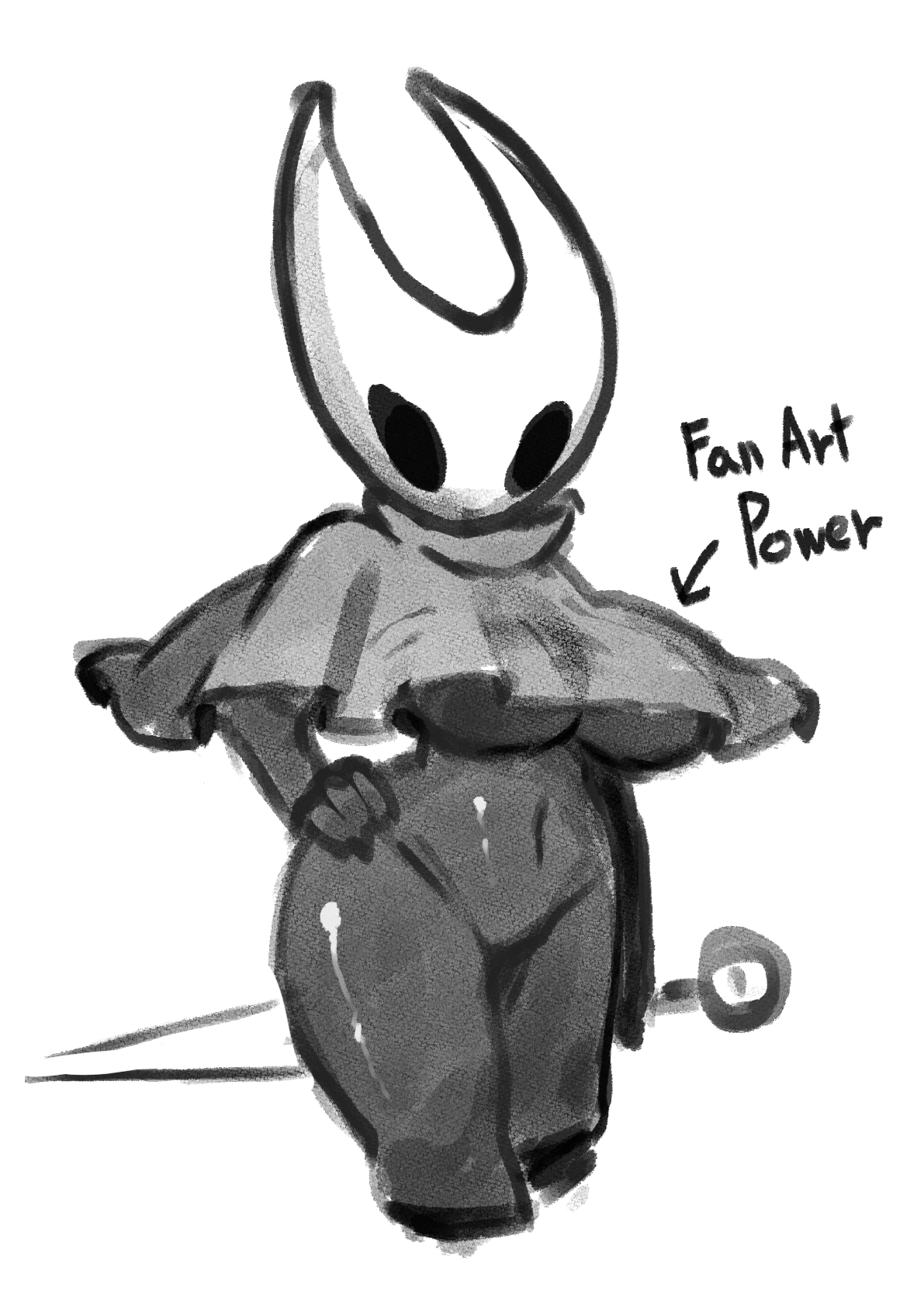1girls, big breasts, breasts, female, hollow knight, hornet (hollow knight), itimu, monochrome, nude, tagme