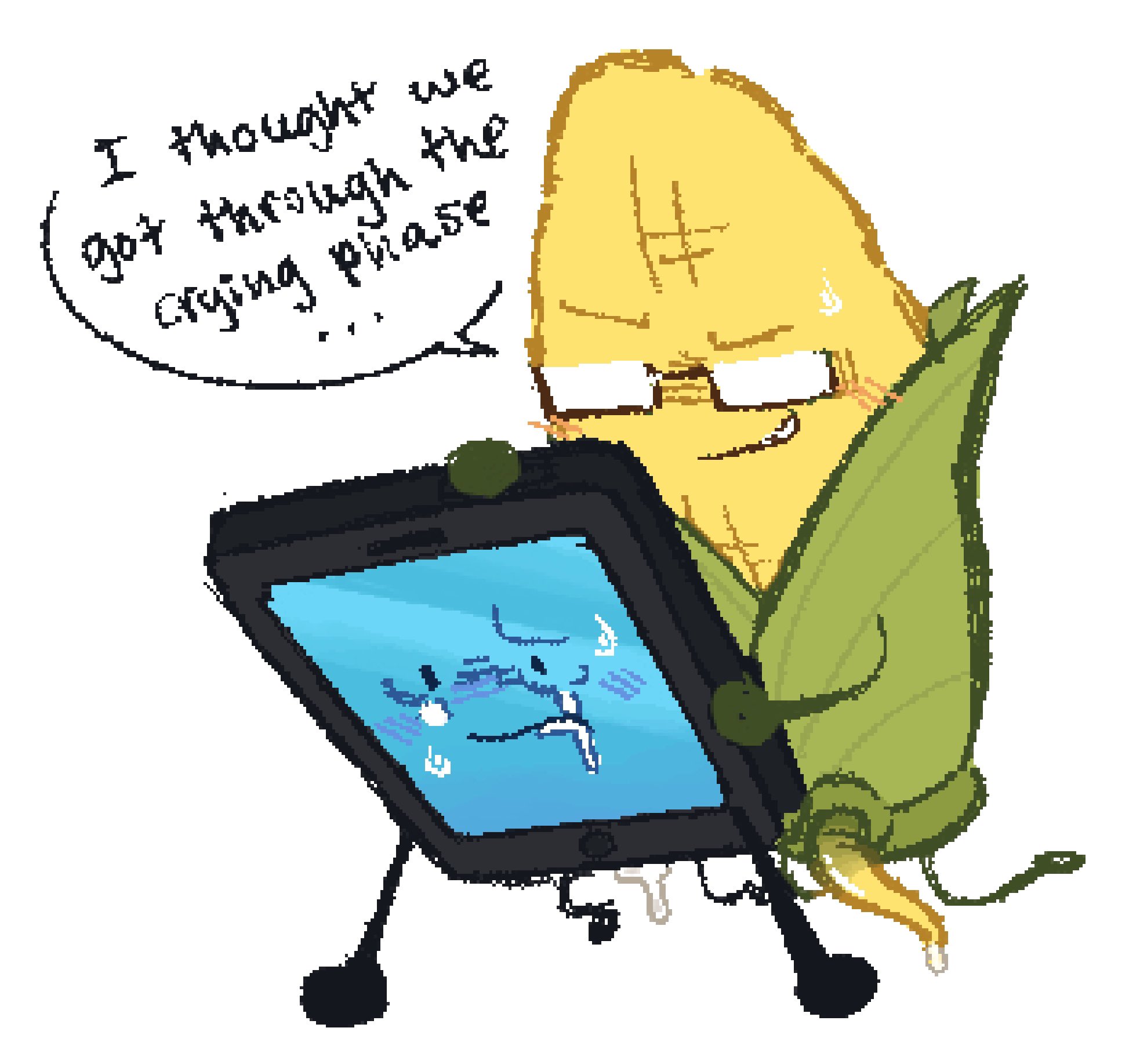 adamation inc., adamationz, animationepic, corn, crying, cum inside, english text, ii, inanimate insanity, inanimate insanity (season 2), labbit1337, male, mephone4, object show, object show community, object shows, osc, penis, phone, questionable consent, steve cobs, stonerobjectum, tapering penis, tentacle penis