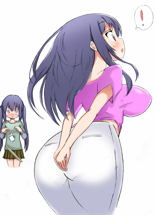 2girls ass azusa_nakano_(k-on!) big_ass big_breasts big_butt black_hair cute embarrassed fart fart_fetish farting female female_only gassy gassy_female hands_on_ass heavenly_ass implied_fart k-on! loud_fart mio_akiyama_(k-on!) shocked shocked_expression smell tea white_background