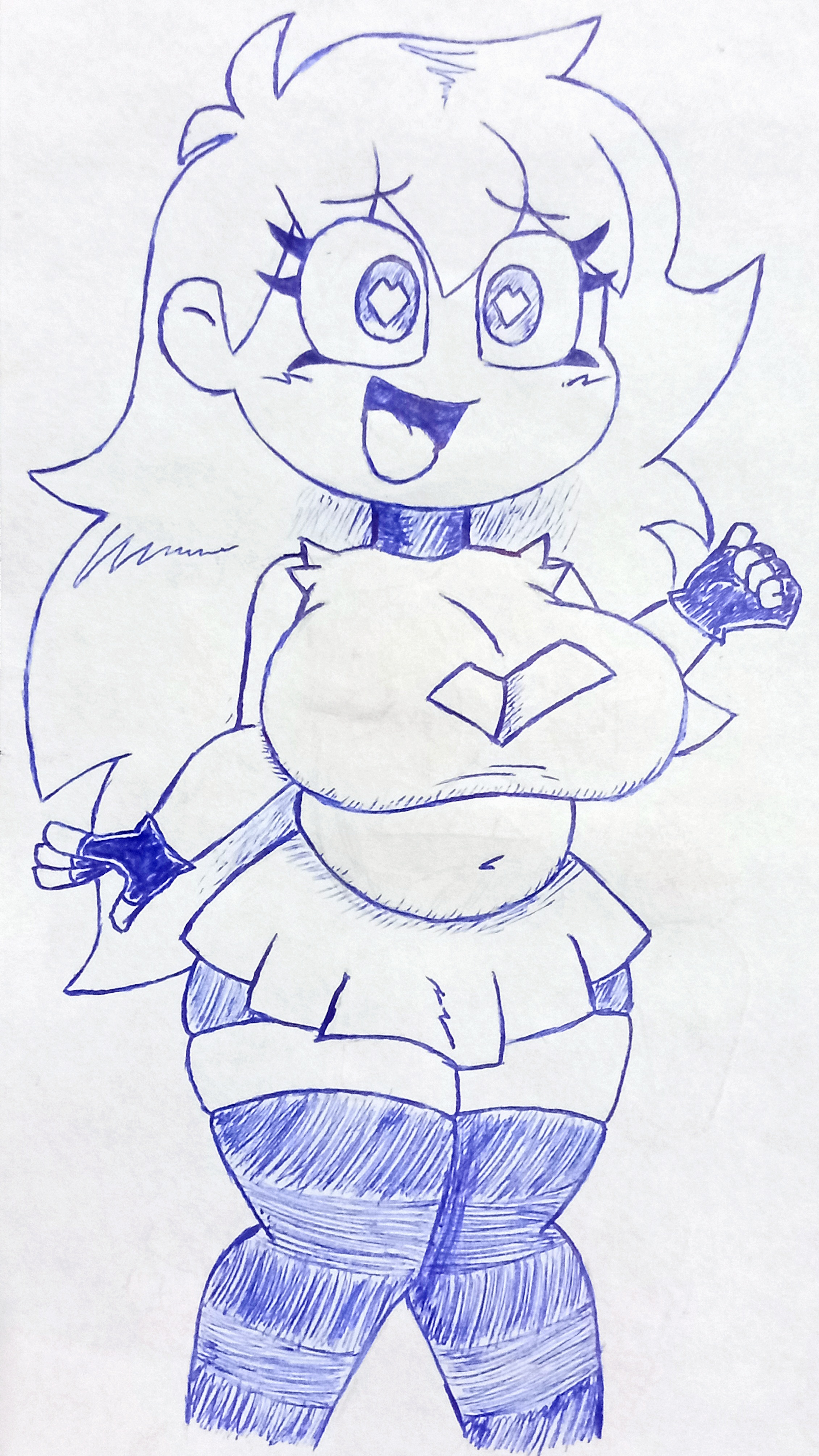 1girls, ahe gao, belly, belly button, big breasts, boob window, breasts, chubby, excited, female, friday night funkin, friday night funkin mod, handdrawn, heart-shaped pupils, huge breasts, minishorts, miniskirt, skyblue, skyblue (friday night funkin), skyverse, striped legwear, thick thighs, thighhighs, tongue, tongue out, unusual anatomy, unusual eyes, unusual pupils