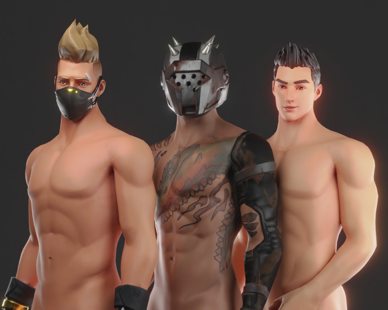 3boys aj_racer95 bara drift_(fortnite) fortnite gay male_only muscular muscular_male x-lord