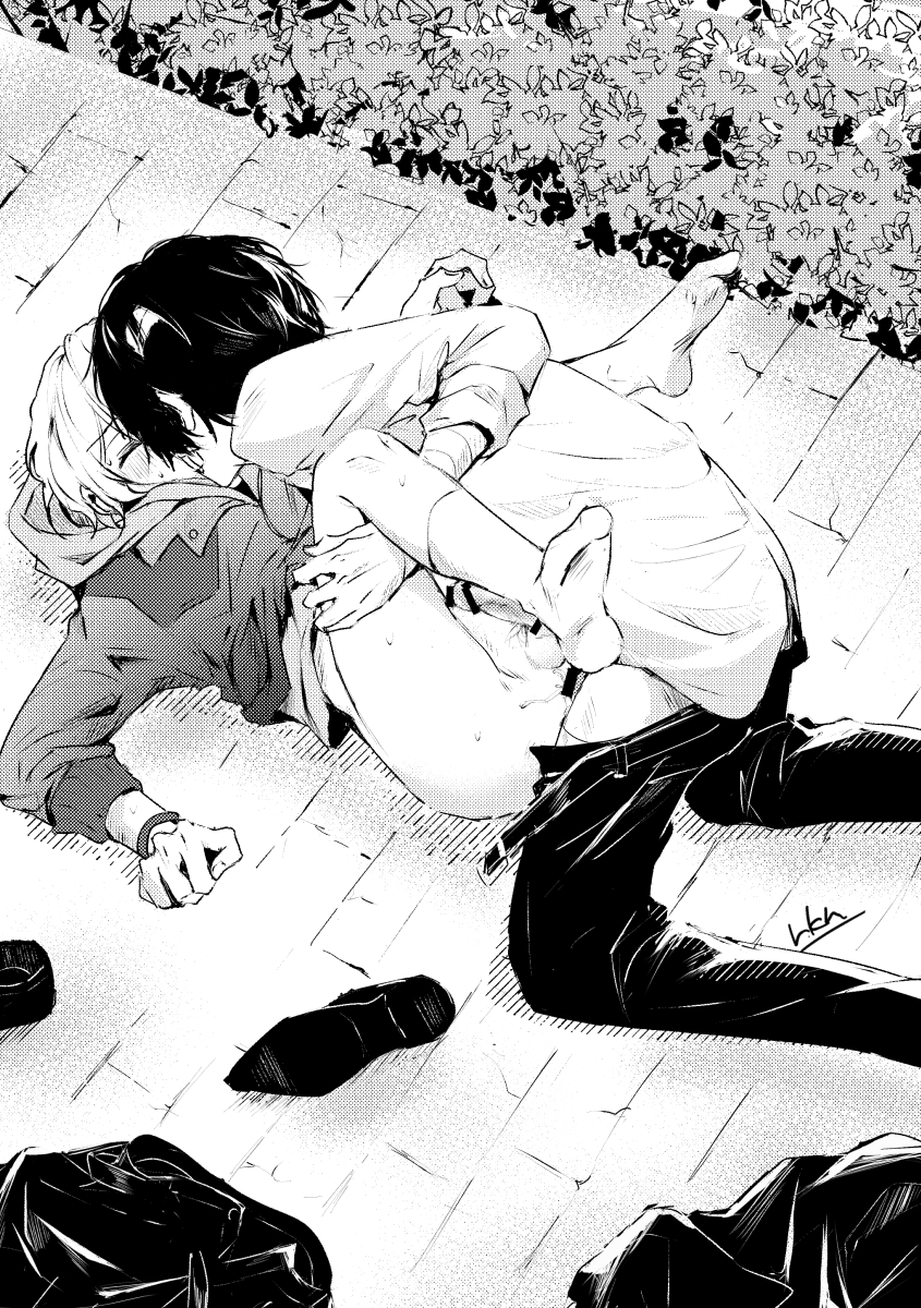 anal, anal penetration, anal sex, artist request, ass, blush, bungo stray dogs, censored, chuuya nakahara, cum, cum in ass, cum inside, dazai osamu, erection, erection while penetrated, femboy, gay, girly, kissing, leg grab, male, penetration, sex, tagme, yaoi